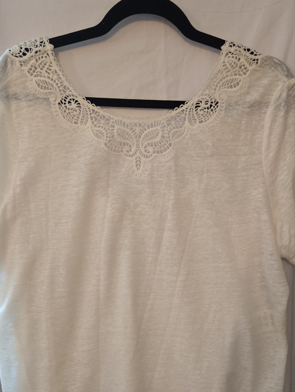 Sezane 100% Linen Lace-Trim White Women's Top